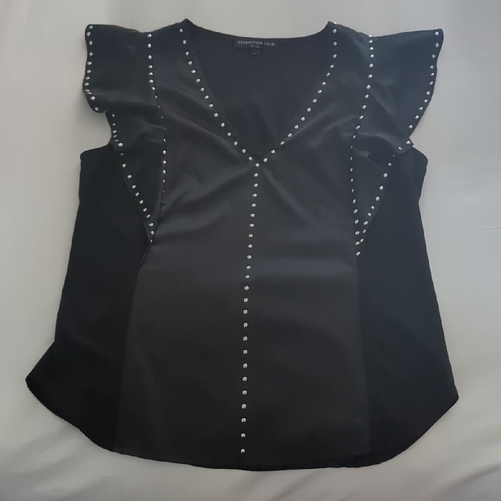 Women's Black Top with Studded Detail